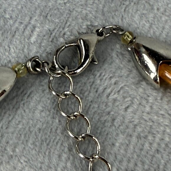 Vintage Style Orange Swirl Resin Acrylic Beaded Necklace Adjustable Chain - Picture 8 of 16